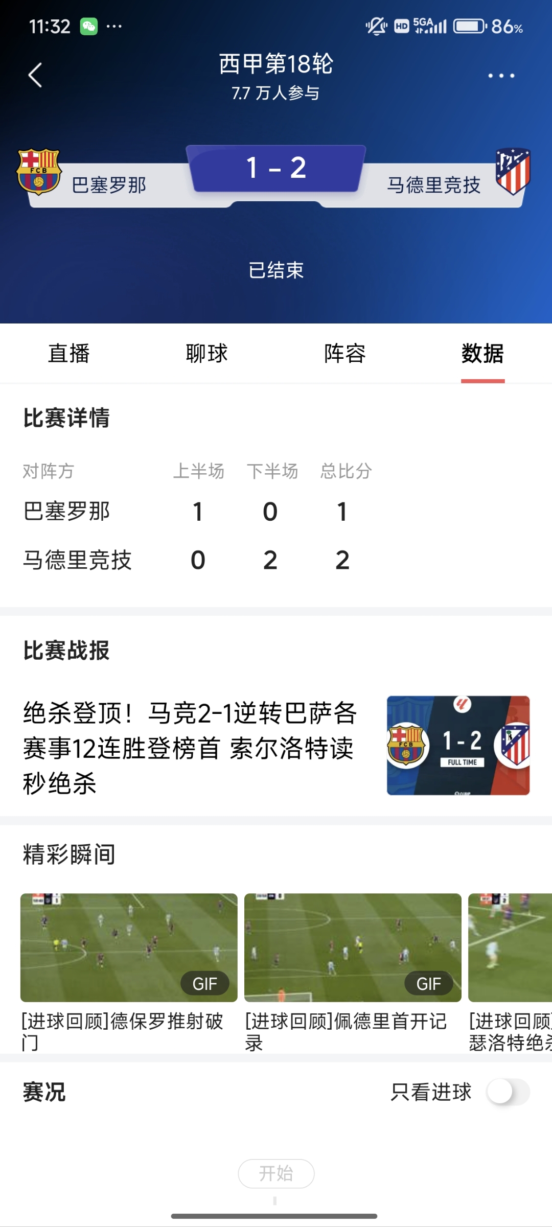 关于马竞客场遭遇不利，积分榜上受挫的信息
